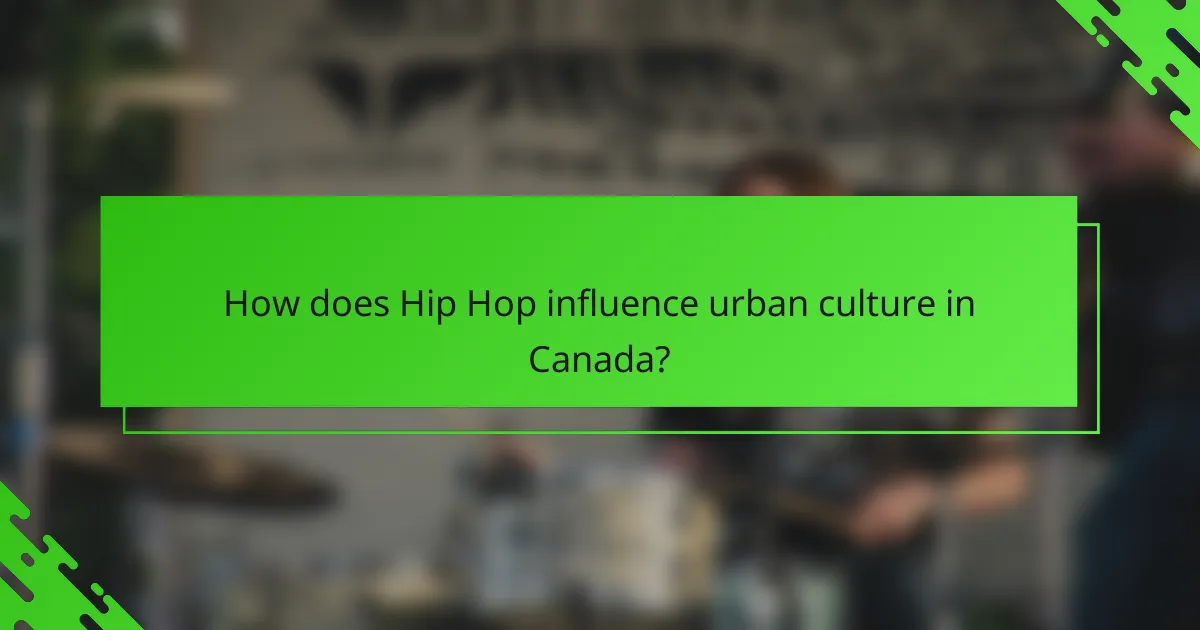 How does Hip Hop influence urban culture in Canada?