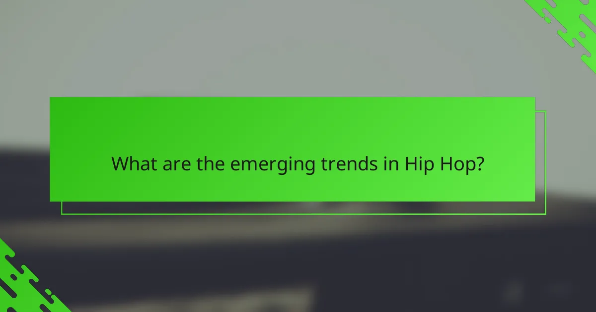 What are the emerging trends in Hip Hop?